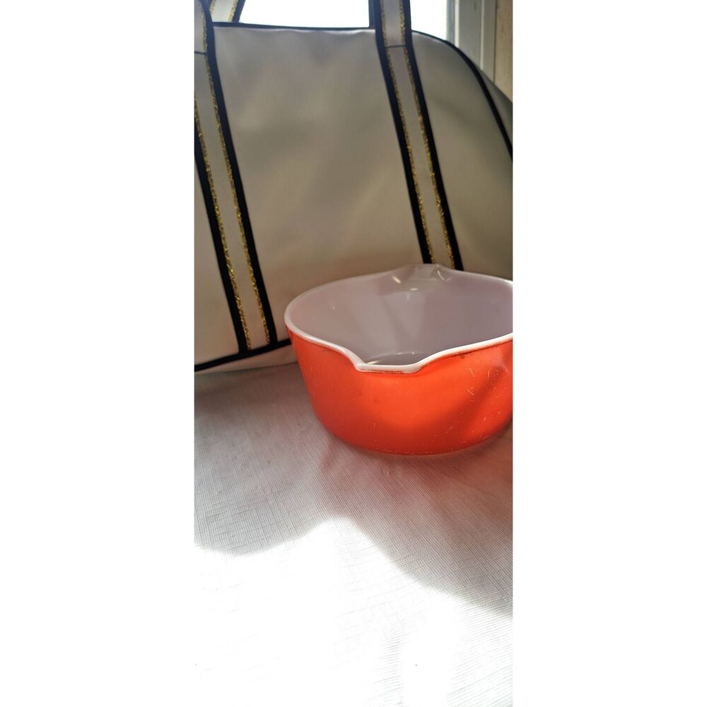 Vintage Pyrex 474-B Red Orange Cinderella Casserole Dish 1.5 Qt White Interior